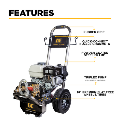 3100PSI 3.1GPM Cold Water Gas Pressure Washer - B3165HSGS