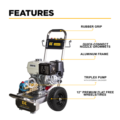 3200PSI 5.2GPM Cold Water Gas Pressure Washer - B3213HABCS