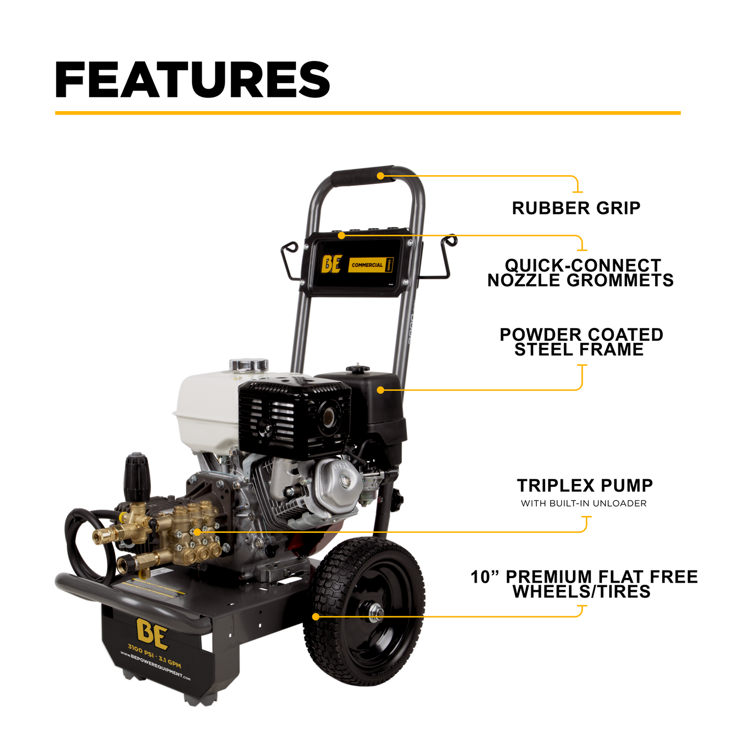 3200PSI 5.2GPM Cold Water Gas Pressure Washer - B3213HCS