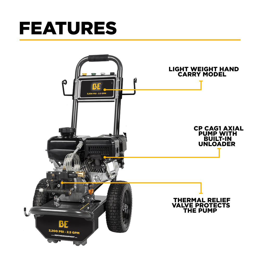 3,200 PSI 2.5 GPM Cold Water Gas Pressure Washer - B327PX