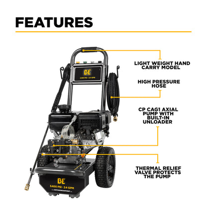 3,400 PSI 2.5 GPM Cold Water Gas Pressure Washer - B3475PX