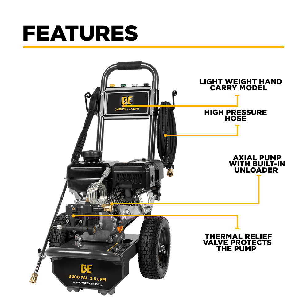 3,800 PSI 2.5 GPM Cold Water Gas Pressure Washer - B3865HA
