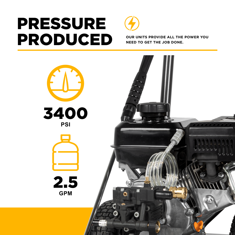 3400PSI 2.5GPM Cold Water Gas Pressure Washer - B3475PX