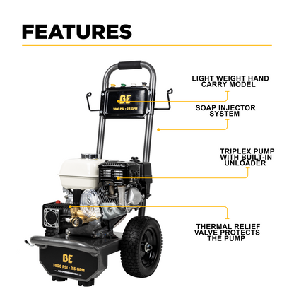 3800PSI 2.8GPM Cold Water Gas Pressure Washer - B3865HA