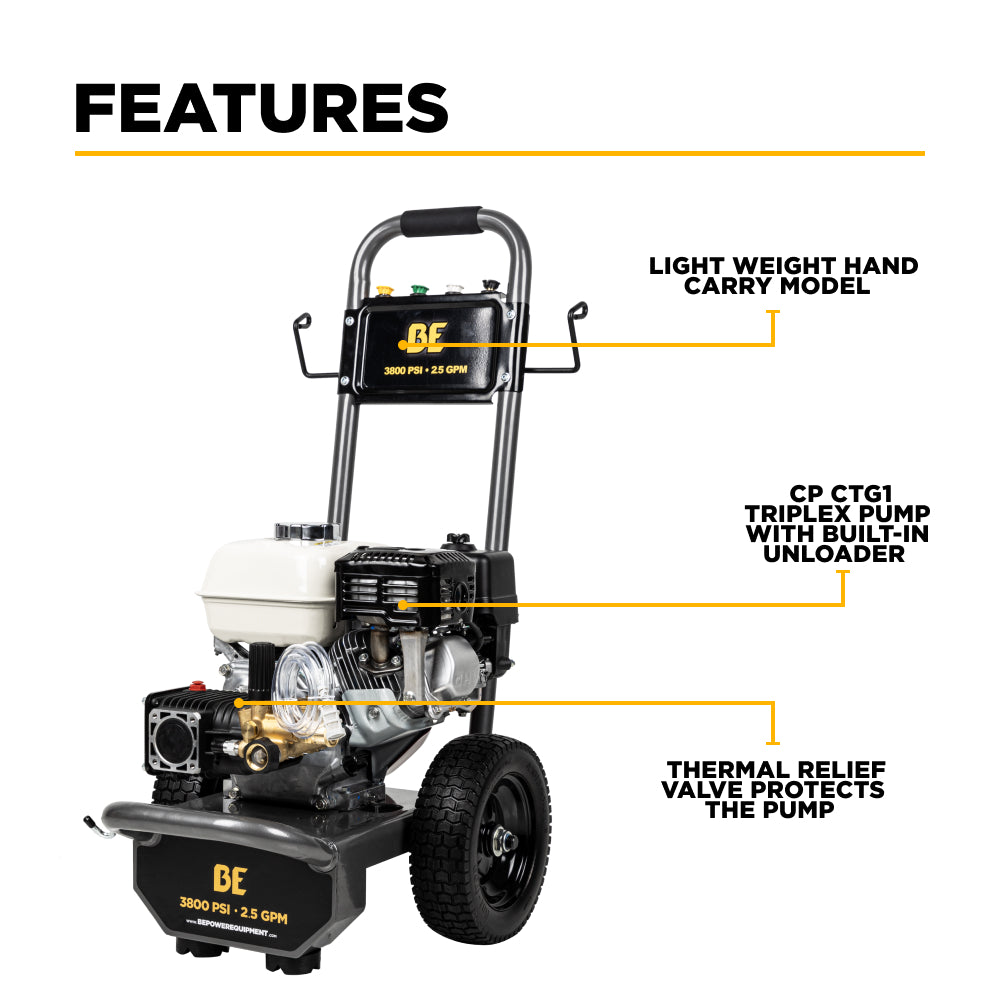 3,800 PSI 2.5 GPM Cold Water Gas Pressure Washer - B3865HA
