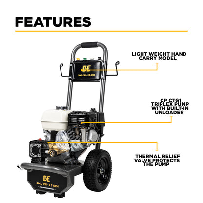 3,800 PSI 2.5 GPM Cold Water Gas Pressure Washer - B3865HA