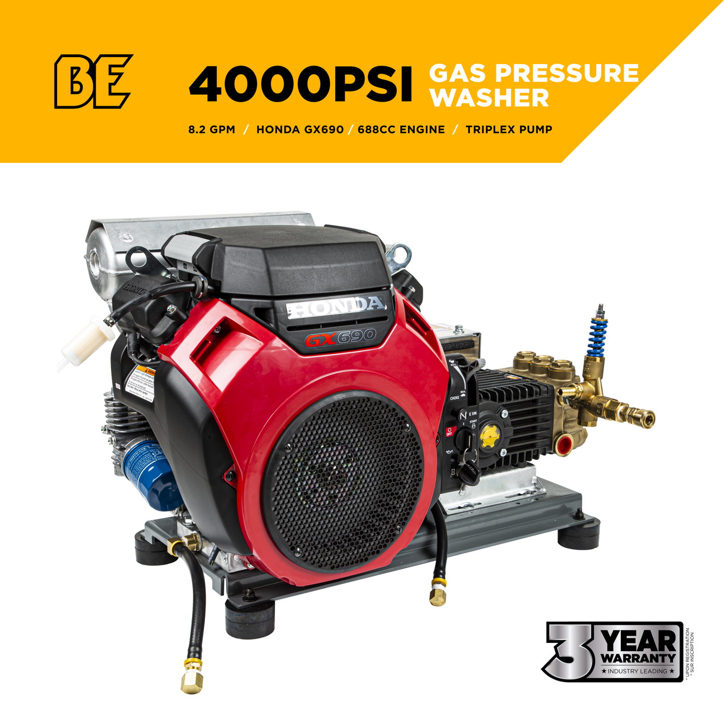 4,000 PSI 8.2 GPM Cold Water Gas Pressure Washer - B4024HETBGS