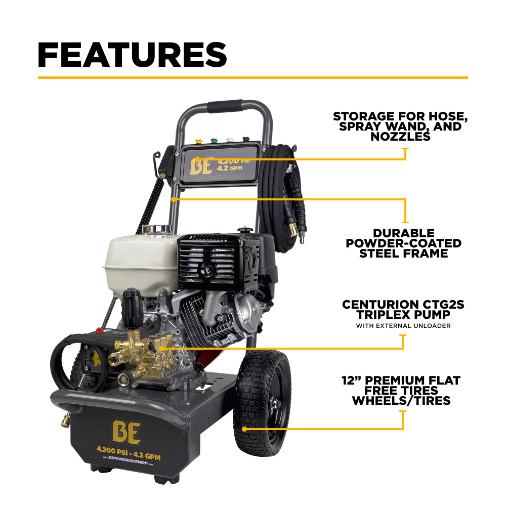 4,200 PSI 4.2 GPM Cold Water Gas Pressure Washer - B4213HAS