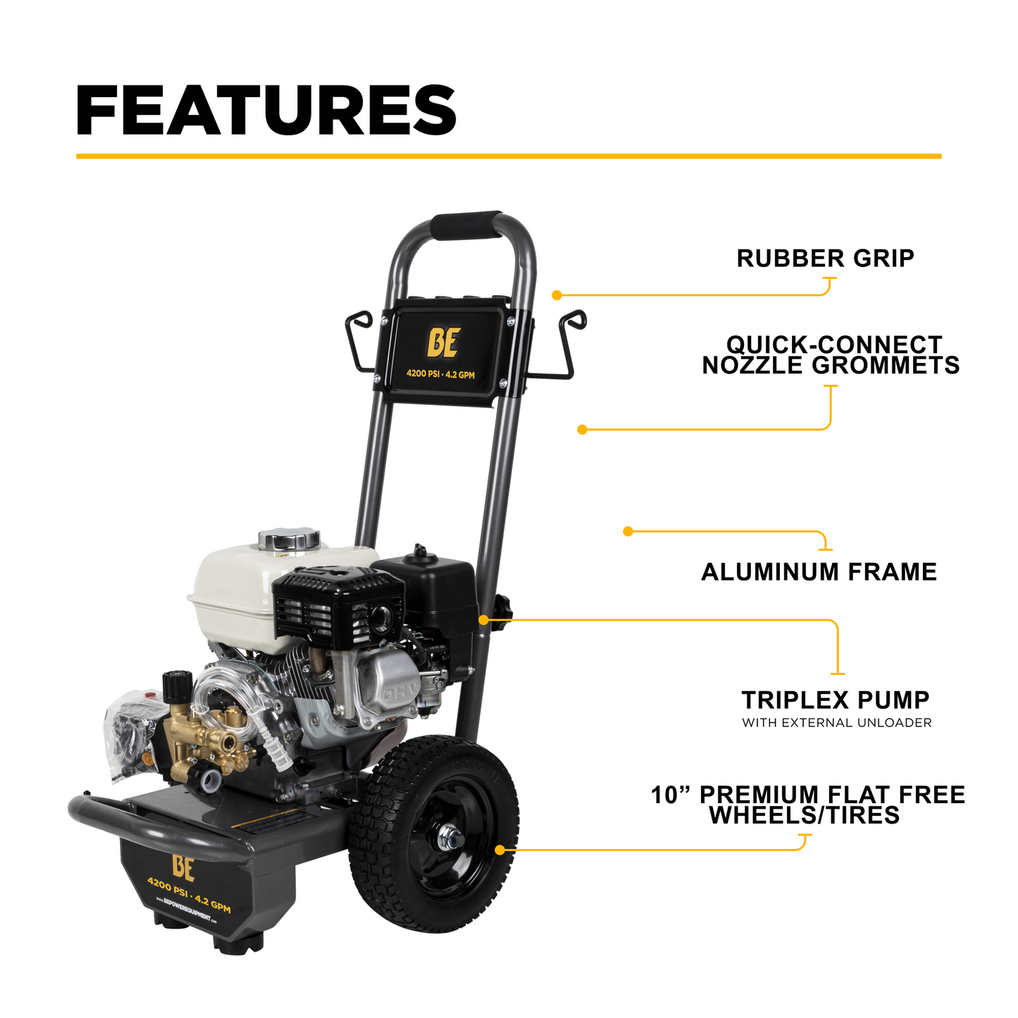 4200PSI 4.2GPM Cold Water Gas Pressure Washer - B4213HCS