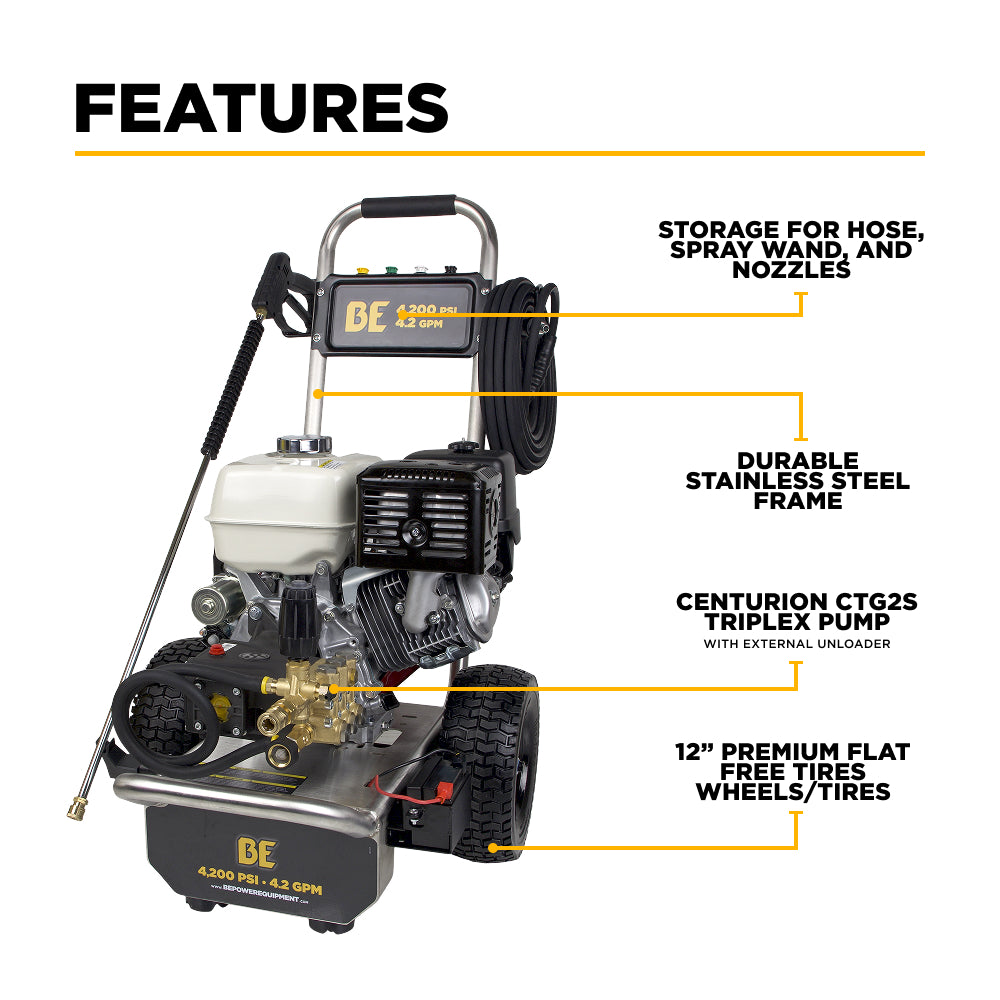 4,200 PSI 4.2 GPM Cold Water Gas Pressure Washer with Honda GX390