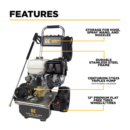 4,200 PSI 4.2 GPM Cold Water Gas Pressure Washer - B4213HESAS