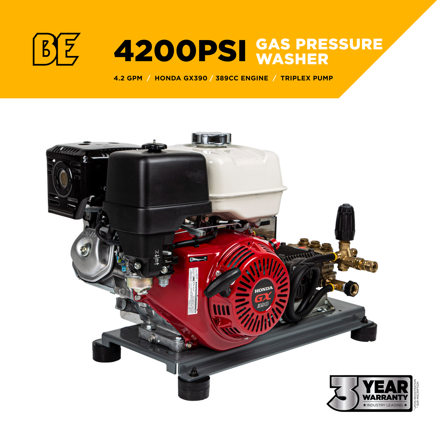 4,200 PSI 4.2 GPM Cold Water Gas Pressure Washer - B4213HETBGS