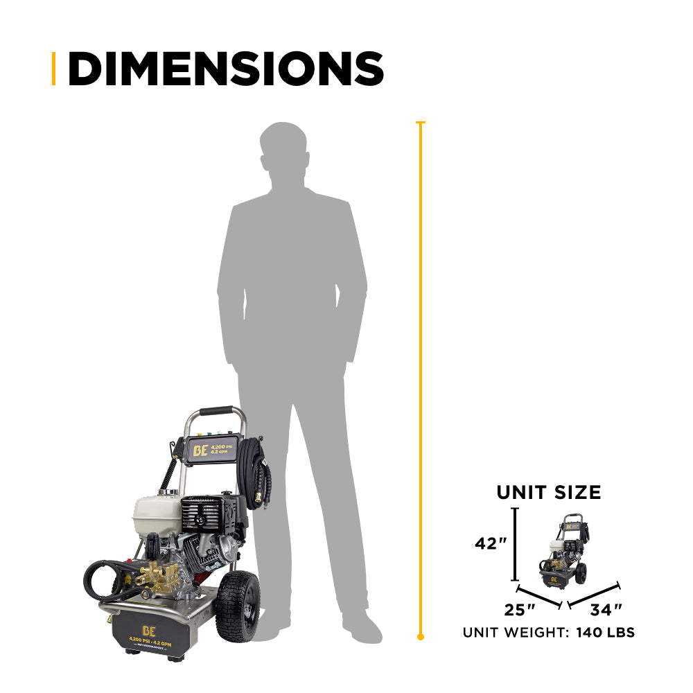 4,200 PSI 4.2 GPM Cold Water Gas Pressure Washer with Honda GX390