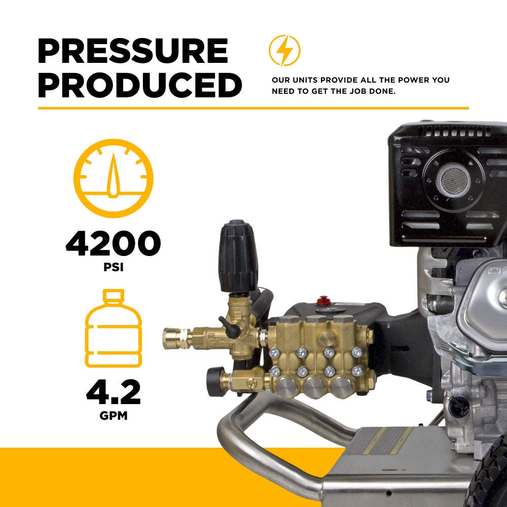 4,200 PSI 4.2 GPM Cold Water Gas Pressure Washer with Honda GX390