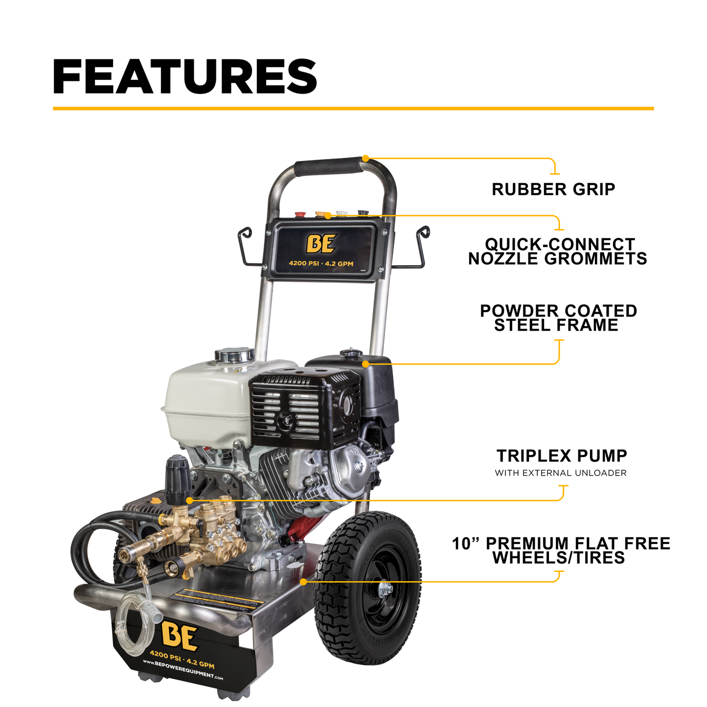 4200PSI 4.2GPM Cold Water Gas Pressure Washer - B4213HSCS