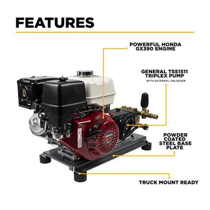 4,200 PSI 4.2 GPM Truck Mount Cold Water Gas Pressure Washer - B4213HTBGS