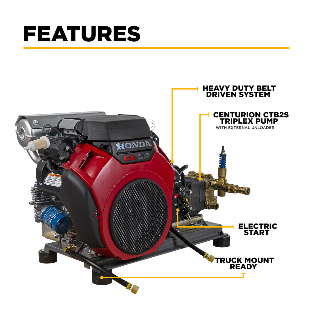 4,200 PSI 8.5 GPM Truck Mount Cold Water Gas Pressure Washer with