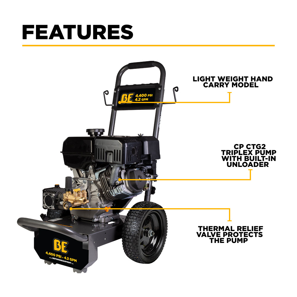 4,400 PSI 4.2 GPM Cold Water Gas Pressure Washer - B4415PA