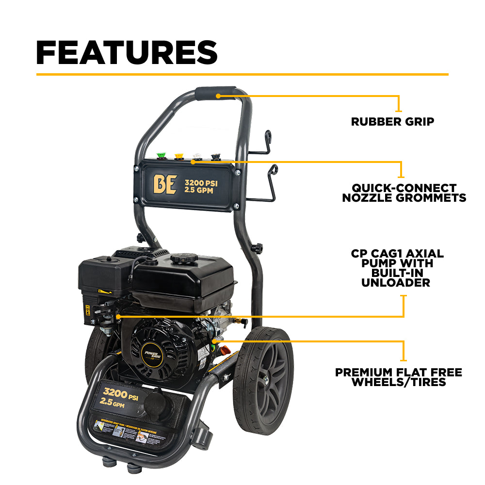 3,200 PSI 2.5 GPM Cold Water Gas Pressure Washer - BE327PX