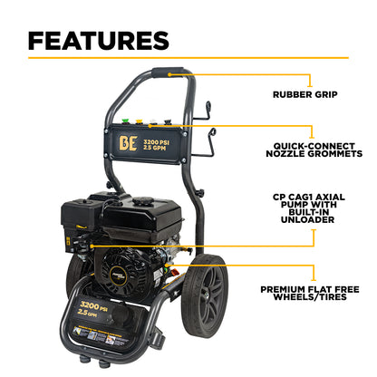 3,200 PSI 2.5 GPM Cold Water Gas Pressure Washer - BE327PX