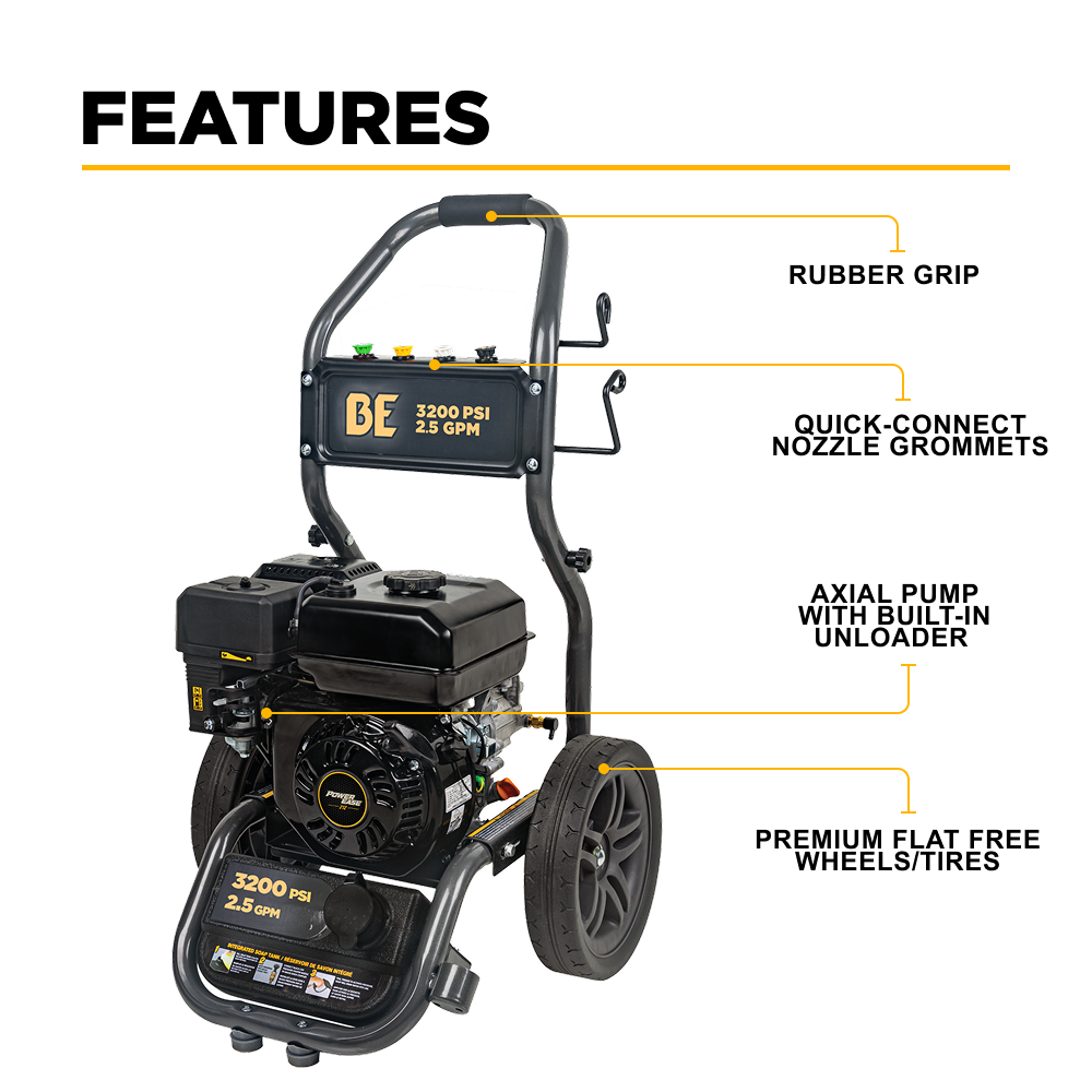 3,200 PSI 2.5 GPM Cold Water Gas Pressure Washer - BE327PX