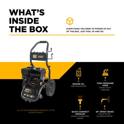 3,200 PSI 2.5 GPM Cold Water Gas Pressure Washer - BE327PX