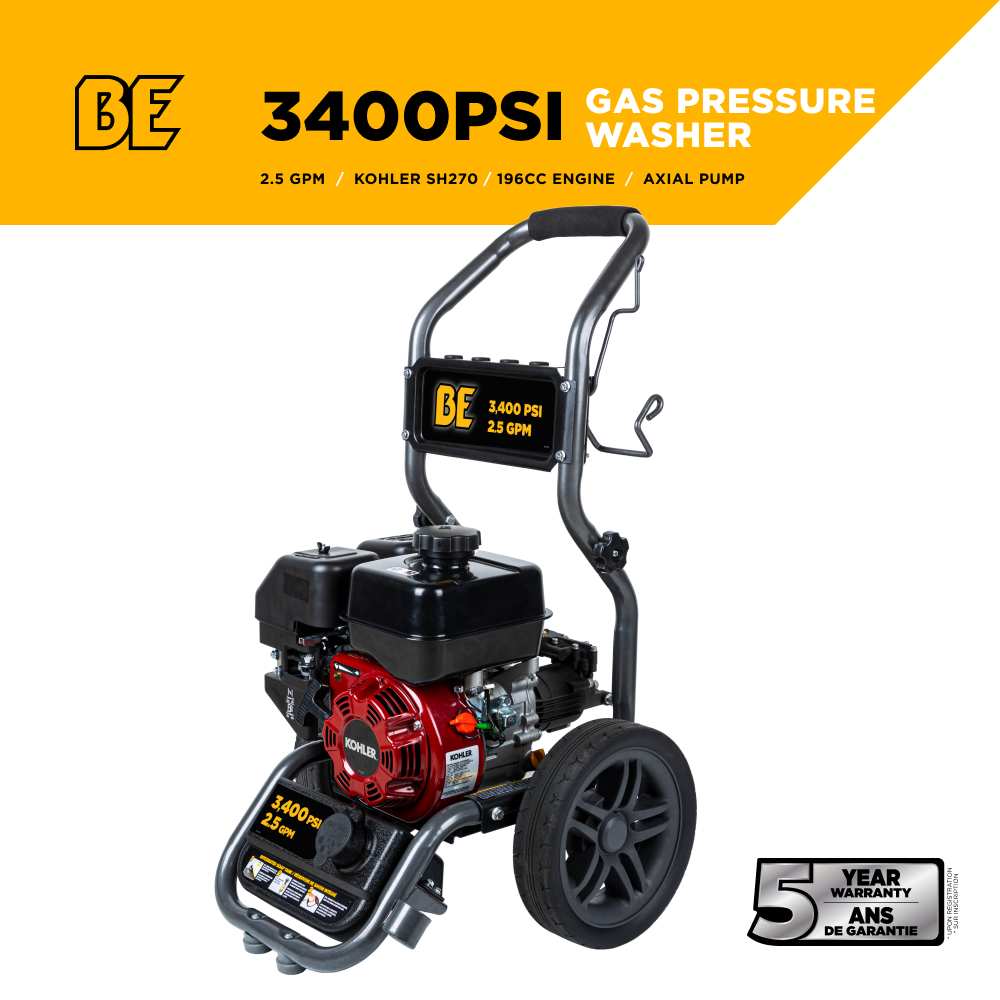 3400PSI 2.5GPM Cold Water Gas Pressure Washer - BE3465KX