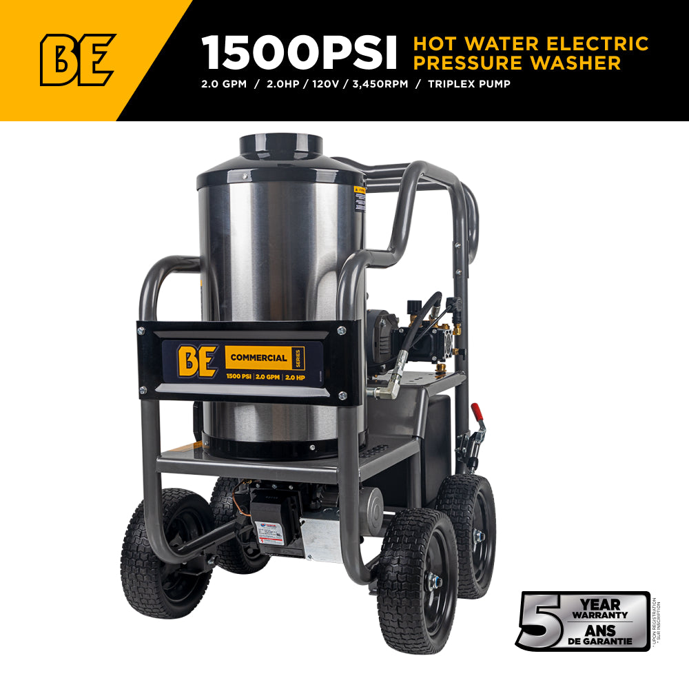 1,500 PSI 2.0 GPM Hot Water Pressure Washer with TechTop Motor and AR Triplex Pump - HW152EA