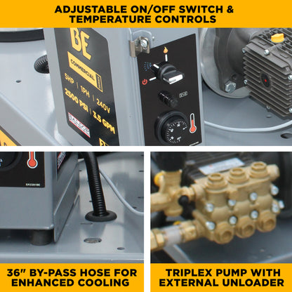 2,500 PSI 3.5 GPM 5.0 HP Electric Hot Water Pressure Washer with Baldor Motor and AR Triplex Pump - HW255E1CNG