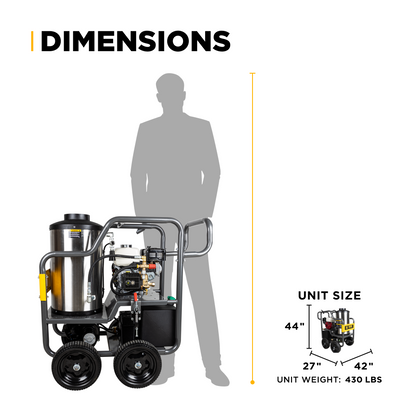 3000PSI 3.0GPM Hot Water Pressure Washer with Honda GX200 Engine and General Triplex Pump - HW2765HG