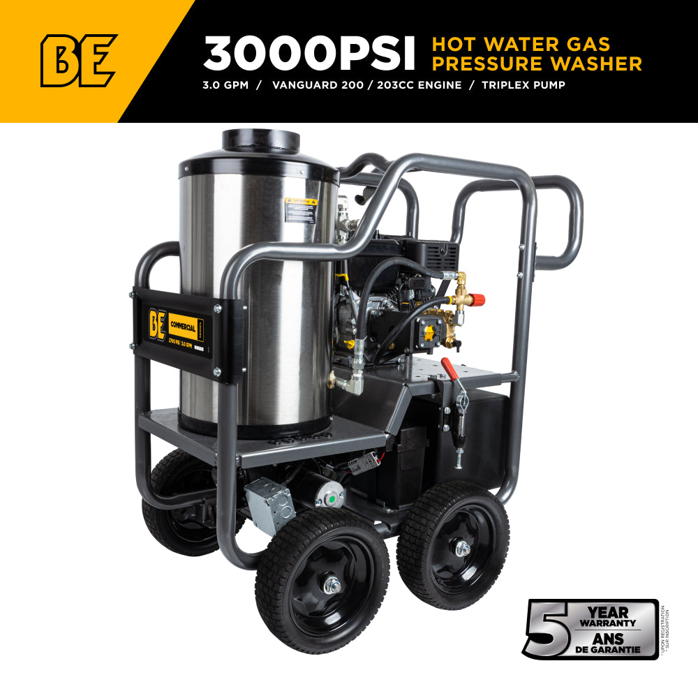 2,700 PSI - 3.0 GPM Hot Water Pressure Washer with Vanguard 200 Engine and AR Triplex Pump - HW2765VA