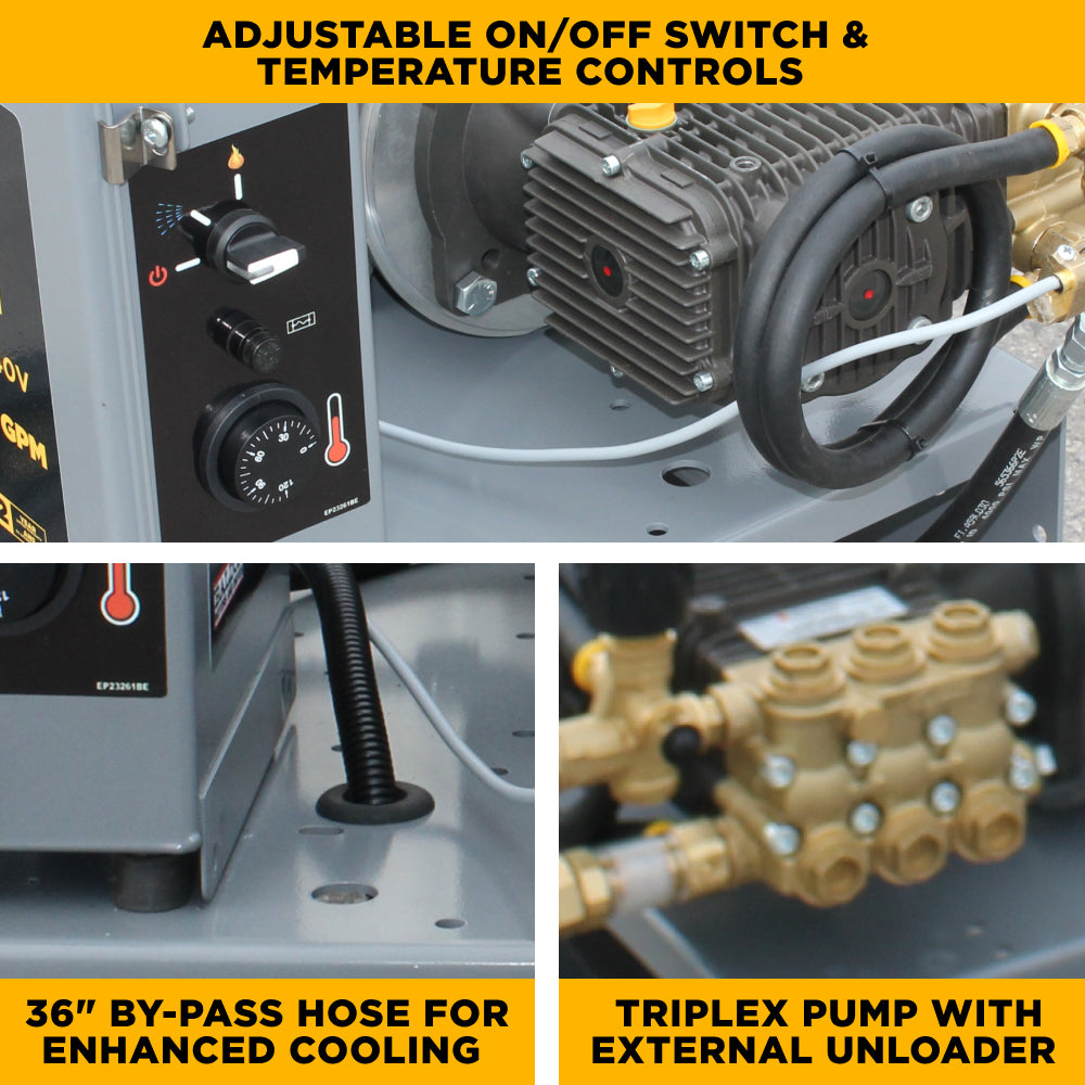 2,700 PSI 4.6 GPM 7.5 HP Hot Water Pressure Washer with Baldor Motor and AR Triplex Pump - HW2775E1CNG