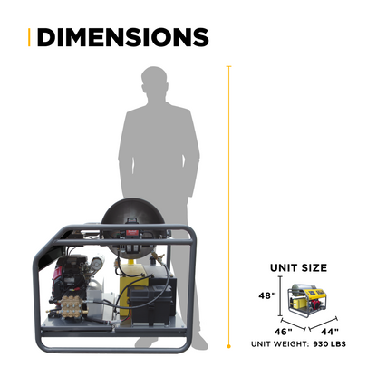 3000PSI 8.0GPM Hot Water Pressure Washer with Honda GX690 Engine and General Triplex Pump - HW3024HG12V