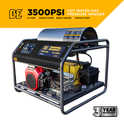 3500PSI 5.6GPM Hot Water Pressure Washer Honda GX690 Engine and General Triplex Pump - HW3524HG12V