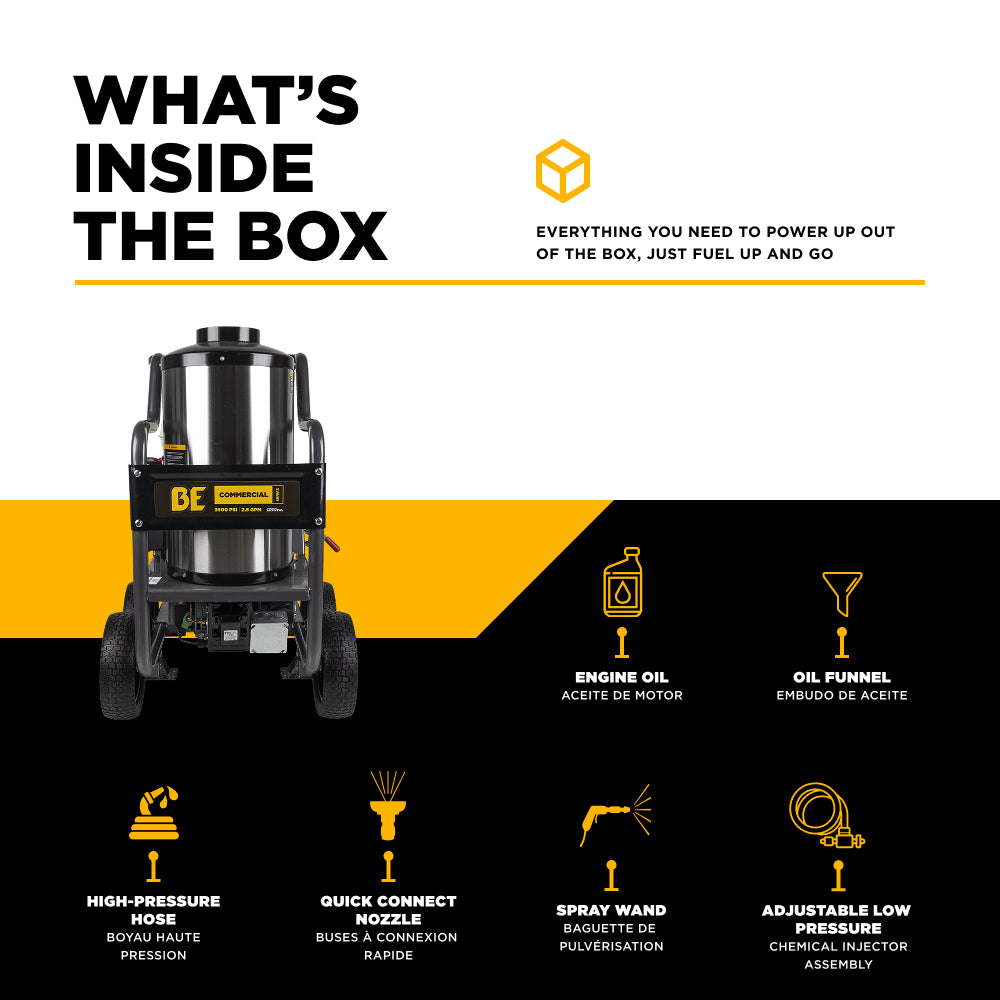 3,600 PSI - 2.5 GPM Hot Water Pressure Washer - HW3665HA