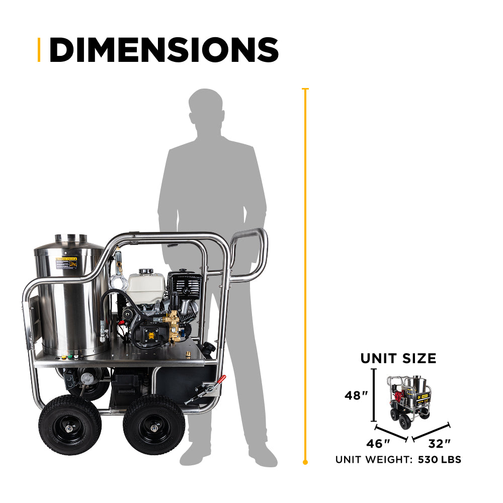 4,200 PSI 4.2 GPM Gas Direct Drive Diesel Fired Hot Water Pressure Washer with Triplex Pump - HW4213HSAS