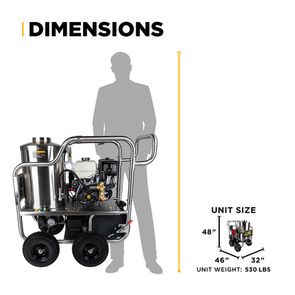4,200 PSI 4.2 GPM Gas Direct Drive Diesel Fired Hot Water Pressure Washer with Triplex Pump - HW4213HSAS