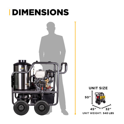 Nettoyeur haute pression à eau chaude de 4 000 PSI - 4,0 GPM avec moteur Honda GX390 et pompe General Triplex