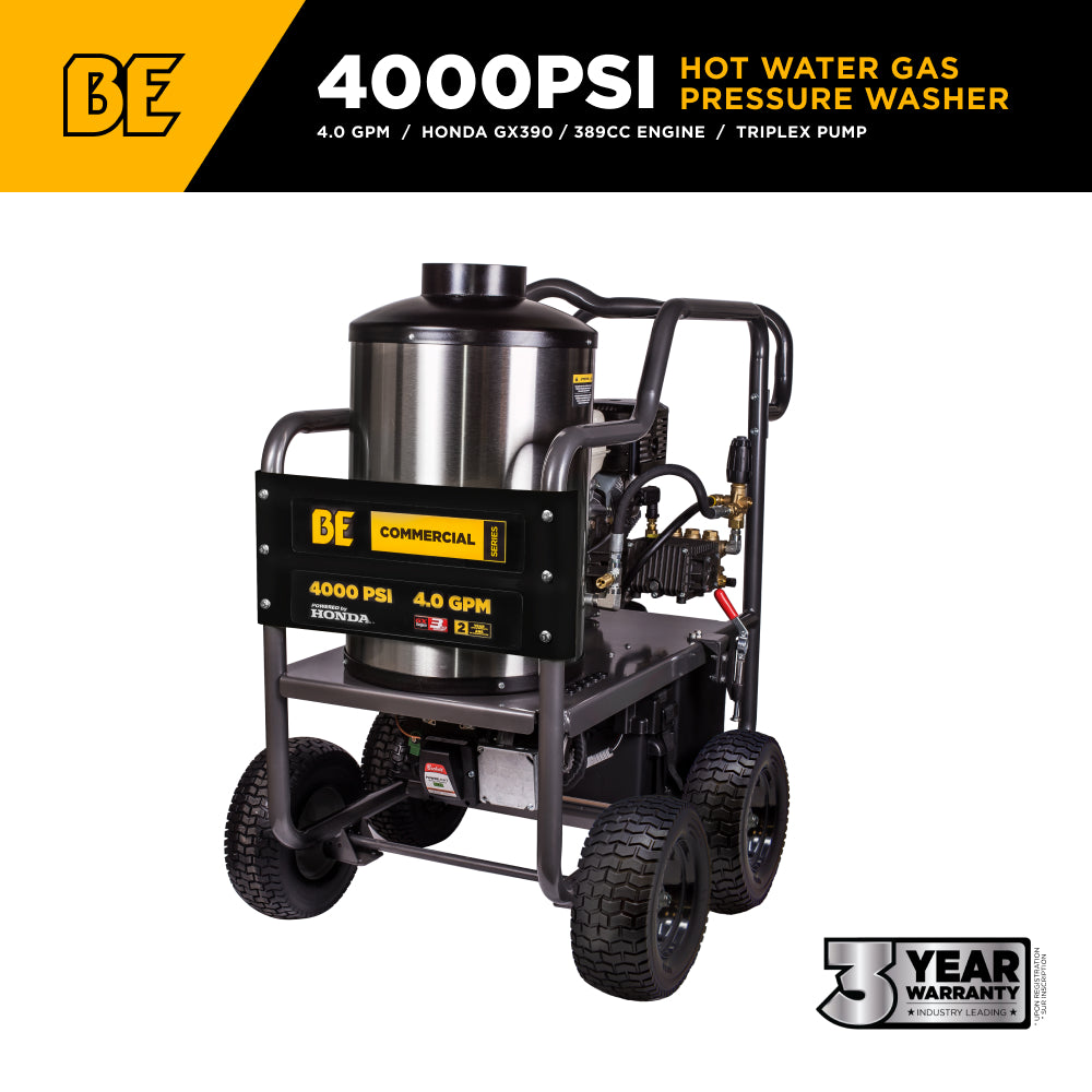 4,000 PSI - 4.2 GPM Hot Water Pressure Washer with Honda GX390 Engine and General Triplex Pump - HW4013HG