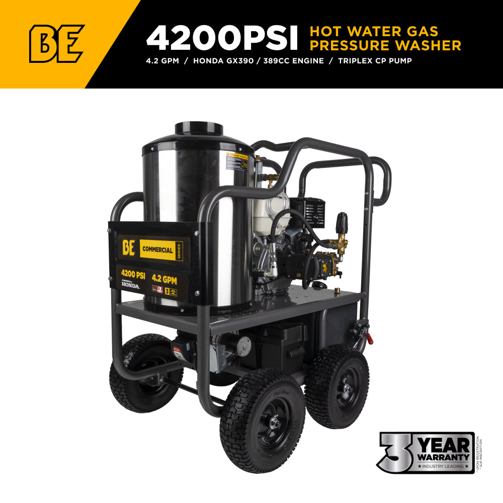 4,200 PSI - 4.2 GPM Hot Water Pressure Washer with Honda GX390 Engine and CP Triplex Pump - HW4213HA