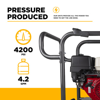 4,200 PSI - 4.2 GPM Hot Water Pressure Washer with Honda GX390 Engine and CP Triplex Pump - HW4213HA