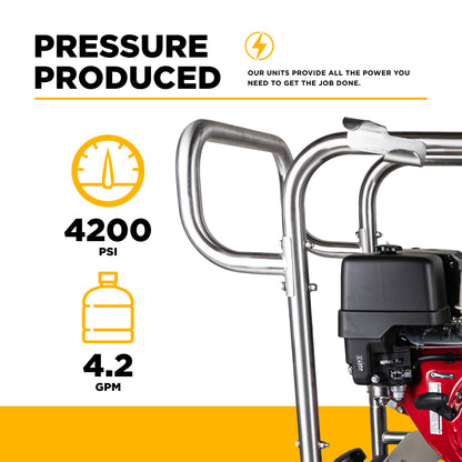 4,200 PSI 4.2 GPM Gas Direct Drive Diesel Fired Hot Water Pressure Washer with Triplex Pump - HW4213HSAS