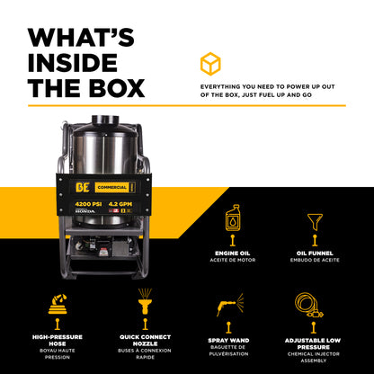 Nettoyeur haute pression à eau chaude de 4 000 PSI - 4,0 GPM avec moteur Honda GX390 et pompe General Triplex