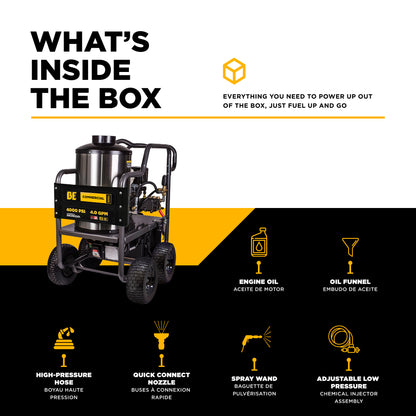 4,000 PSI - 4.2 GPM Hot Water Pressure Washer with Honda GX390 Engine and General Triplex Pump - HW4013HG