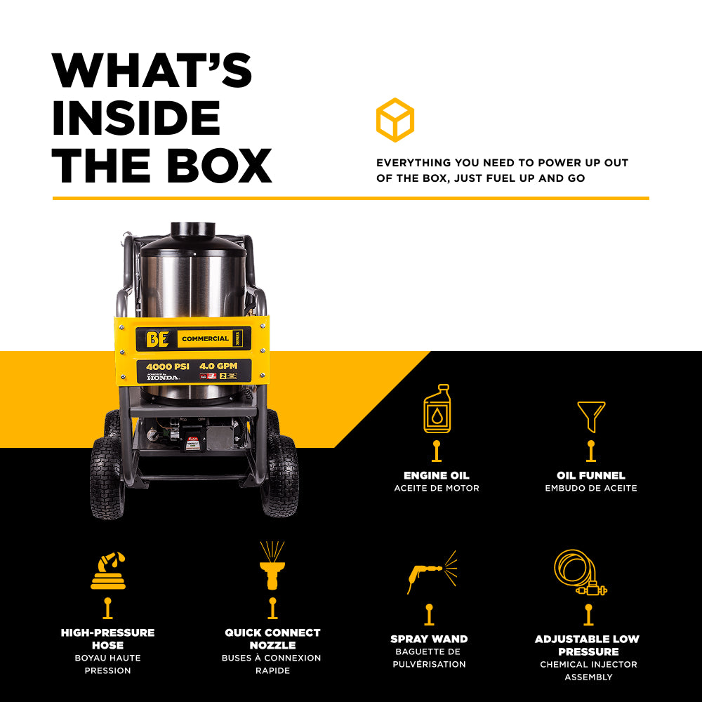 4,000 PSI - 4.0 GPM Hot Water Pressure Washer with Honda GX390 Engine and General Triplex Pump - HW4013HG