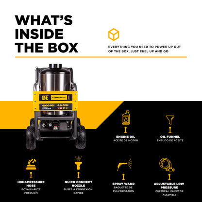 4,000 PSI - 4.0 GPM Hot Water Pressure Washer with Honda GX390 Engine and General Triplex Pump - HW4013HG