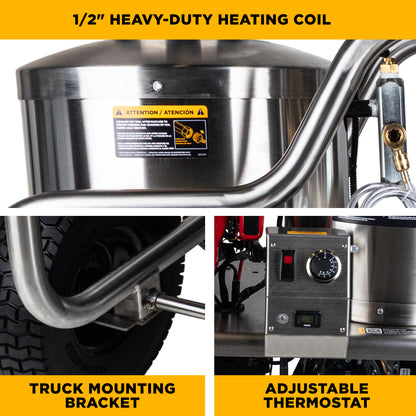 4,200 PSI 4.2 GPM Gas Direct Drive Diesel Fired Hot Water Pressure Washer with Triplex Pump - HW4213HSAS