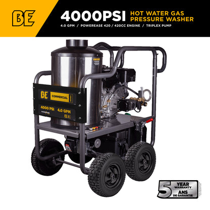4,000 PSI - 4.0 GPM Hot Water Pressure Washer with Powerease 420 Engine and AR Triplex Pump - HW4015RA