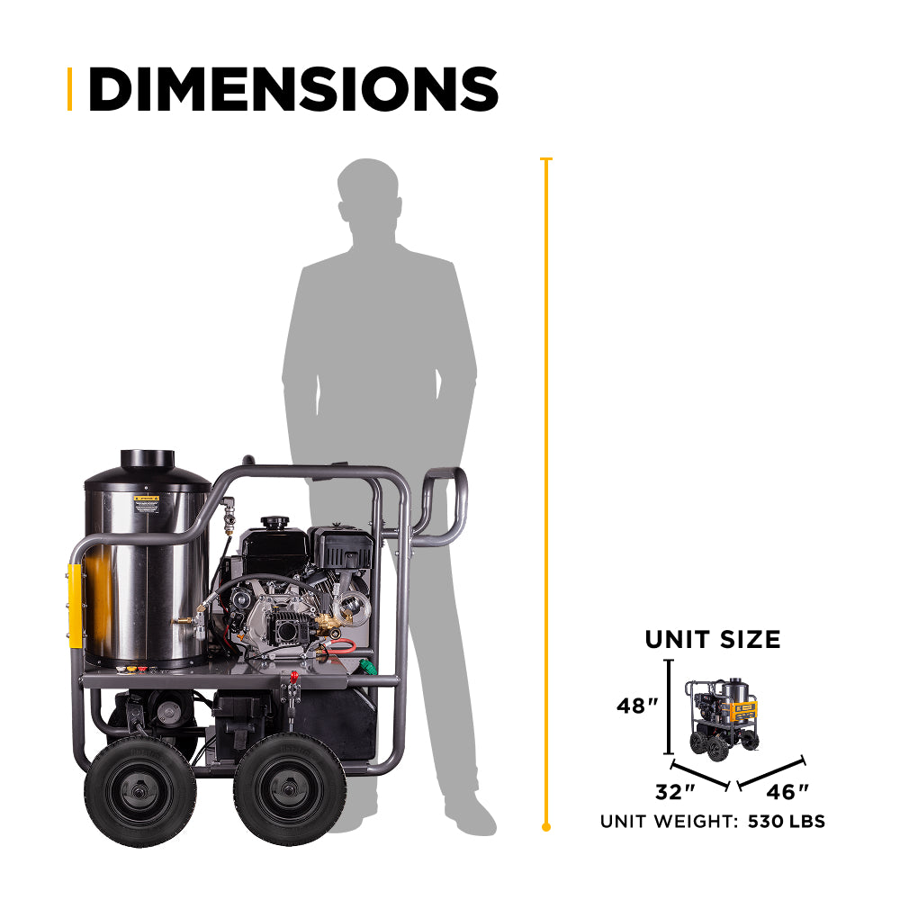 4,000 PSI - 4.0 GPM Hot Water Pressure Washer with Powerease 420 Engine and AR Triplex Pump - HW4015RA