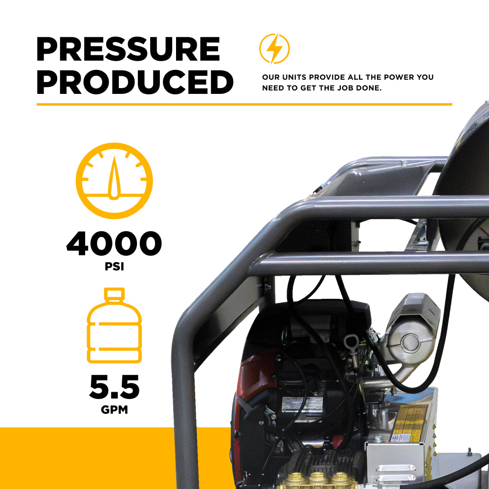 4,000 PSI - 5.5 GPM Hot Water Pressure Washer with Honda GX690 Engine and AR Triplex Pump - HW4024HA12V